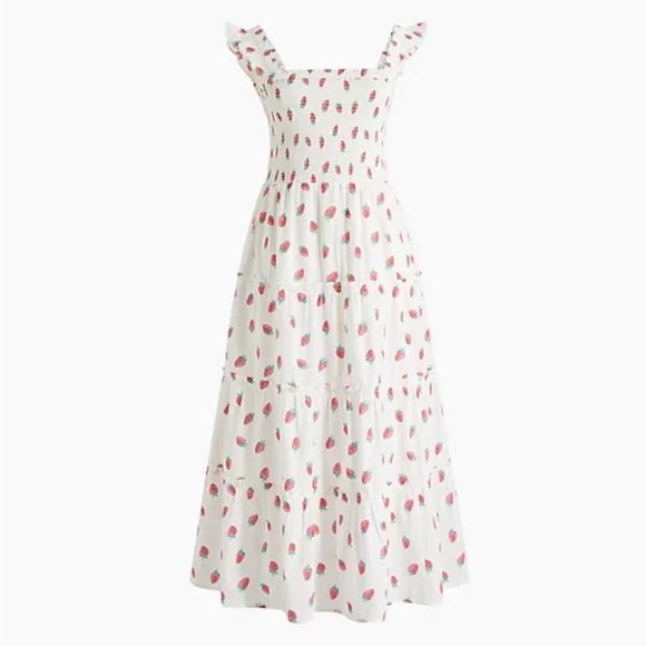 J. Crew Factory Dresses & Skirts - J. Crew Factory White Smocked Maxi Dress with Strawberry Print 🍓Size 2X